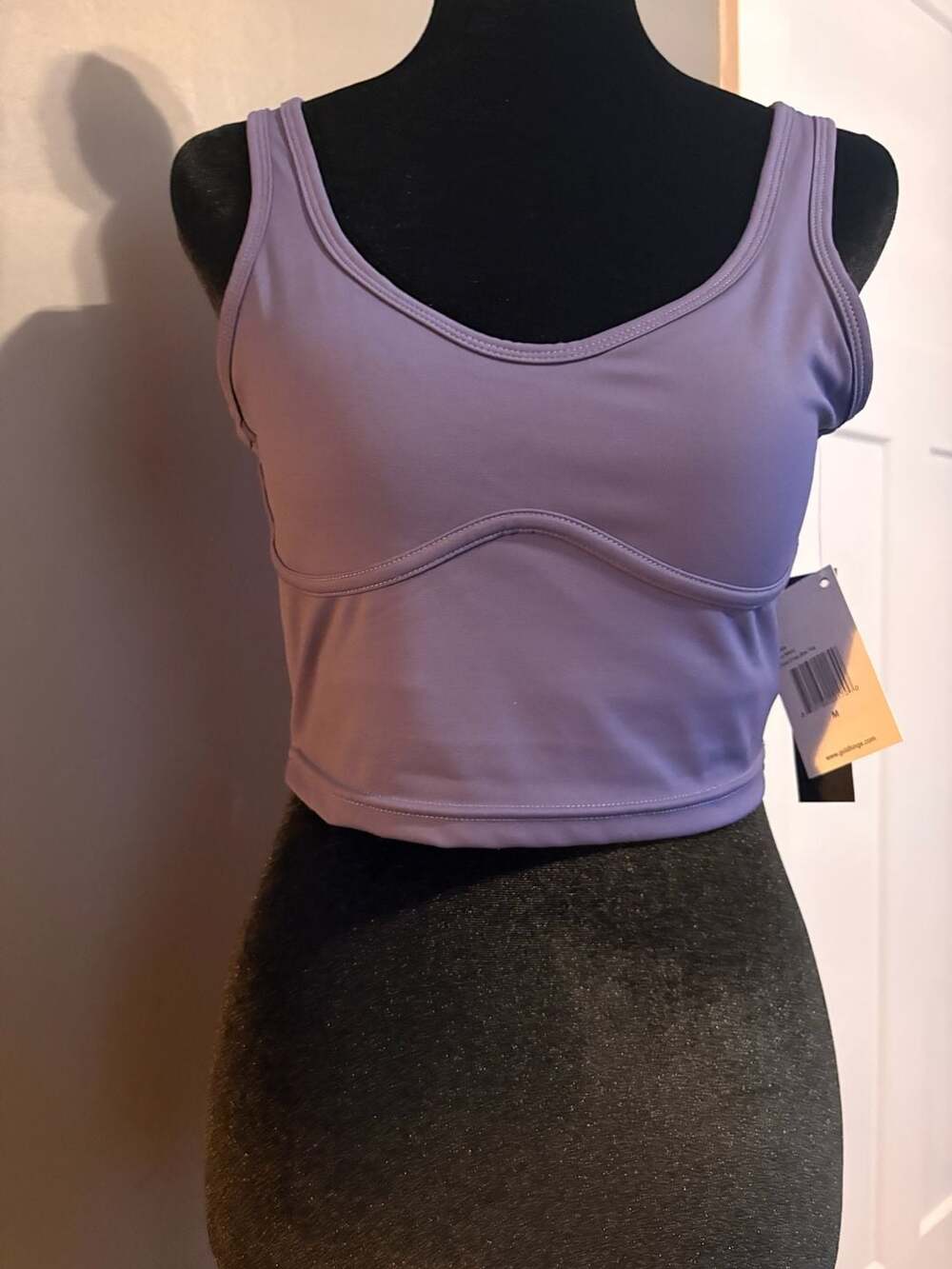 Gold Hinge Lined Crop Bra Top Size M Purple Sweetheart Neckline